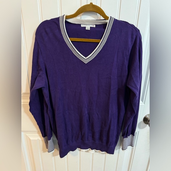 Cutter and Buck Purple V Neck Sweater - Picture 3 of 7